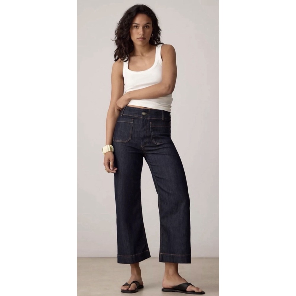 Maeve The Colette Wide-Leg Cropped Jeans Dark Wash Size 28 NEW Anthropologie